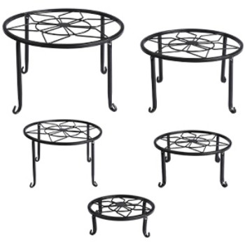 Modern Design Black Iron Plant Stand for Indoor Outdoor Plants 5mm Thickness Rustproof