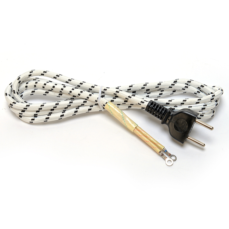2 Pin Prong Eu Cable Power Supply Cord for Electric Steam Iron VDE/SNI/KC 2 Round Pin Plug and Closed End Crimp Terminal
