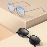 Female Round Metal Sunglasses Anti UV Lightweight Durable Longevity
