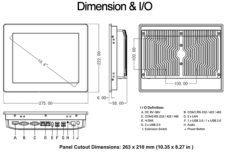 800x600 TPM2.0 Industrial Touch Panel PC Windows J1900 10 Inch GPIO Port