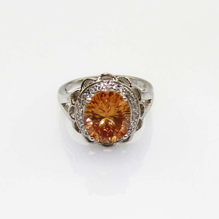 Fashion Jewelry 8mmx10mm Oval Cut Pink Cubic Zircon 925 Silver Ring(R19)