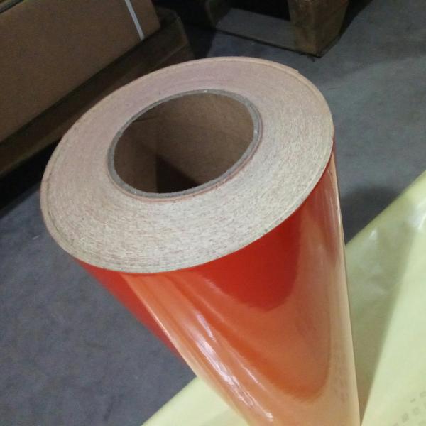 Orange Color Ultra Reflective Vinyl Film , Vinyl Wrap Reflective Rolls Cold -