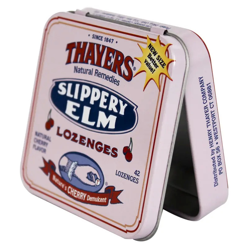 Embossed Thayer Tin Square Tin Container Small Mint Tin Box with Hinge