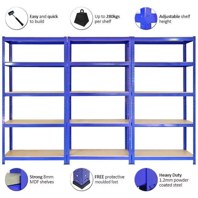 Steel Boltless Storage Rack Display Storage Equipment 5 Tier Steel Warehouse Shelving
