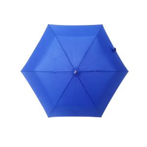 Quality Small Blue Three Fold Umbrella Silver Coating Plastic Handle 6 Panels wholesale