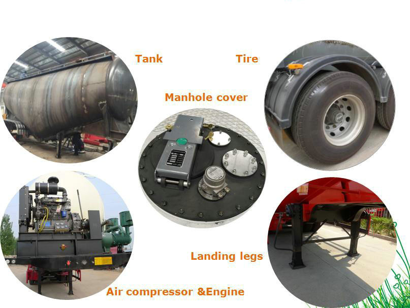V Type Tank Semi Trailer 50 - 55 M3 , Dry Bulk Cement Trailers Heavy Duty