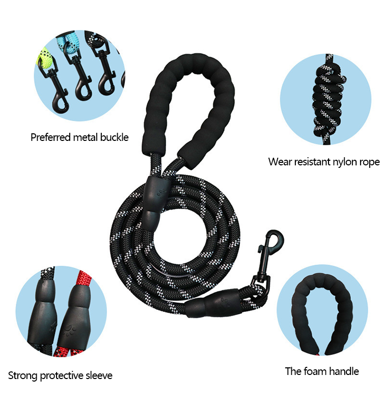 5ft Reflective Rope Dog Leash 150cm 200cm Reflective Leash For Small Dogs