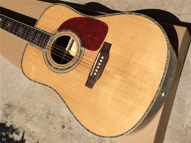 Wholesales custom 41" 45D 20 frets solid Top Real peral inlay acoustic guitar with colorized shell edge