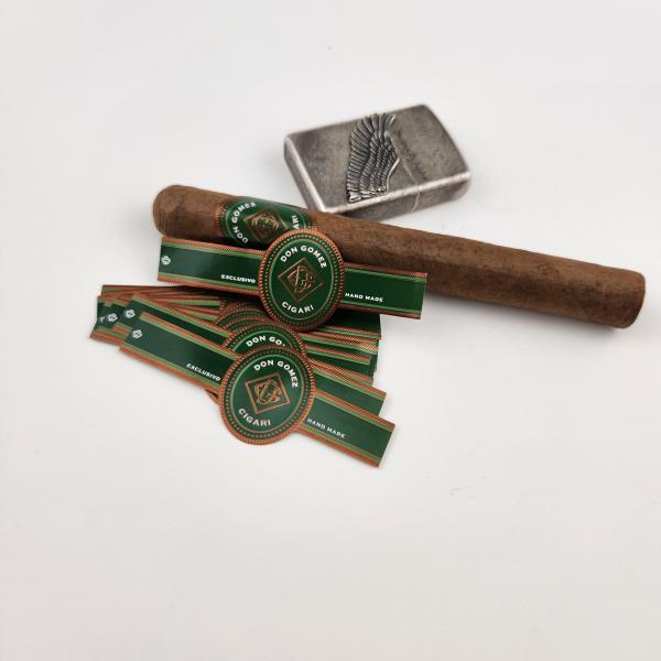 Customzied Shape Paper Cigar Label Printing Embossed Foil Stickers Cigar Ring