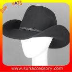 0372 wool felt cowboy hats for mens, black western cowboy hats