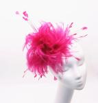 Stripped Millinery Feather Flowers , Hackle Feather Flower Mount With Wire