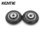 Black PU Round Plastic Nylon Roller Wheels M5x28x8mm For Electronic Product