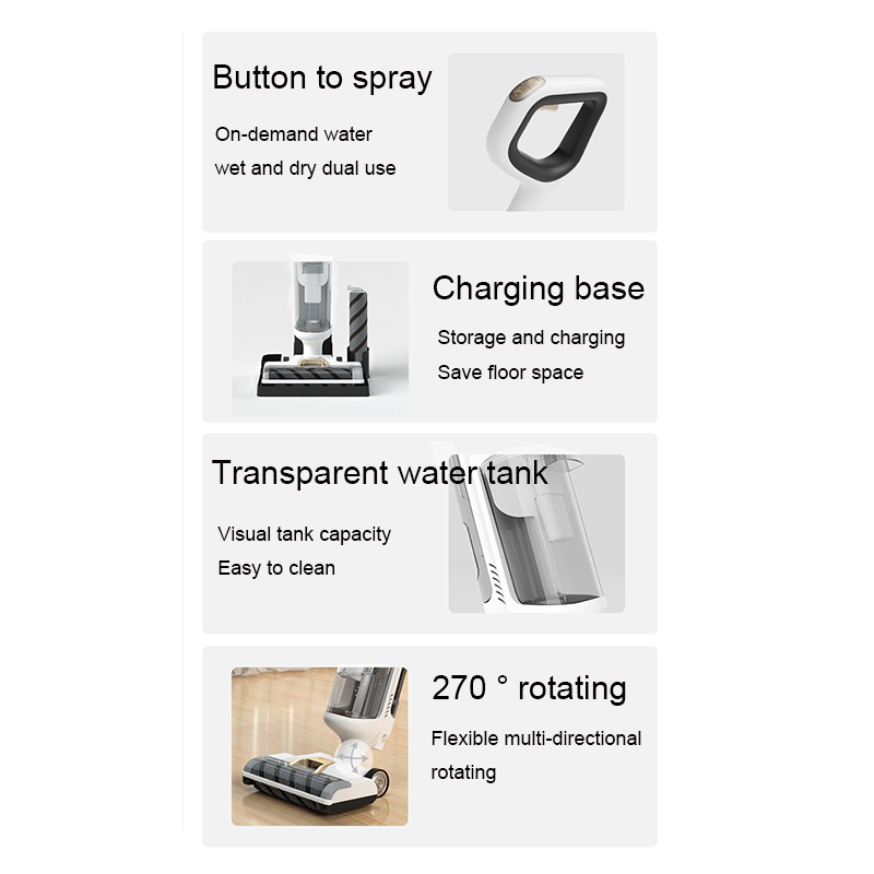 120*28*21.4cm Multifunctional Wireless Wet and Dry Vacuum Cleaner with 450ML Dust Water Tank