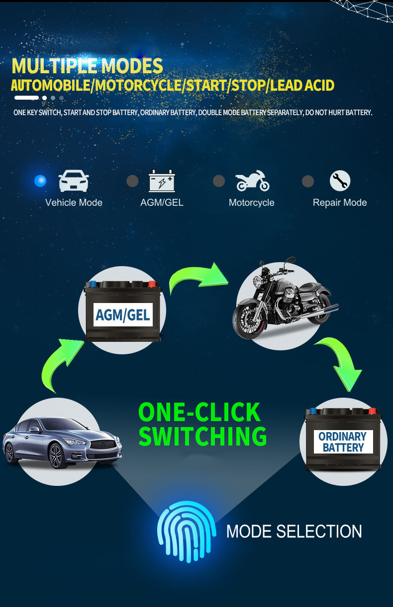 Automotive 12V2A Pulse Repair Battery Charger Lead Acid