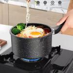 Wholesale 16cm Non Stick Granite Maifan Stone Classic Kitchen Soup Pot Black