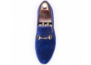 Quality Motif Blue Mens Velvet Dress Slippers , Burgundy Loafers Mens Buckle Dress Shoes wholesale