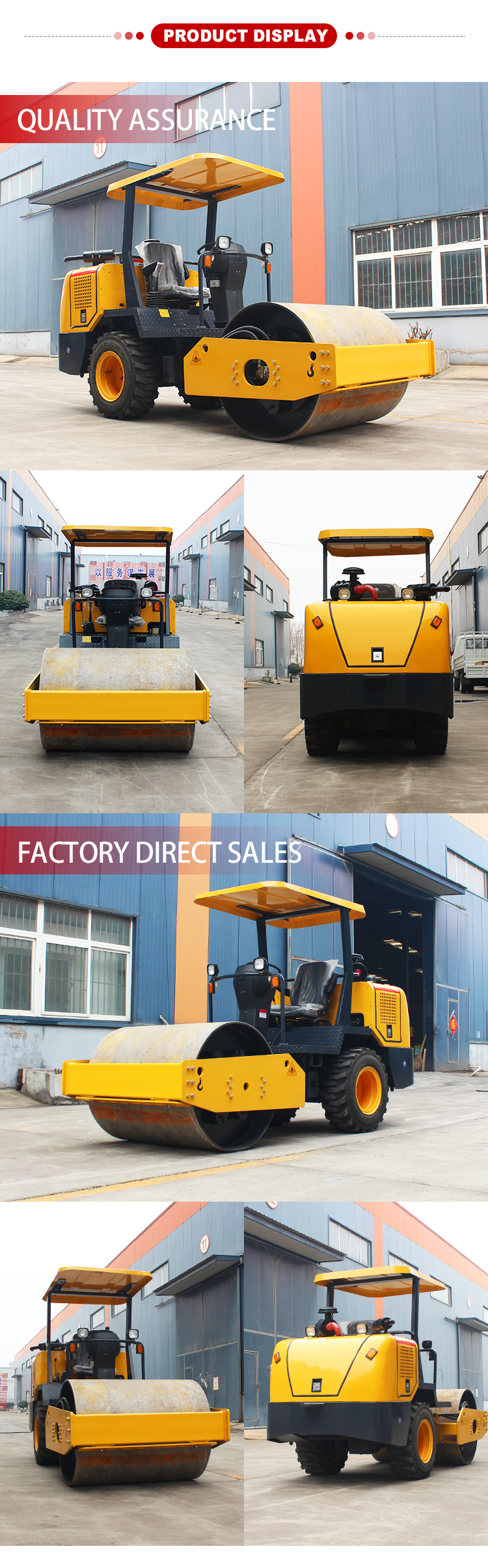 55KN Excitation Force 0.8ton 1ton 3.5ton Double Drum Vibratory Compactor Road Roller