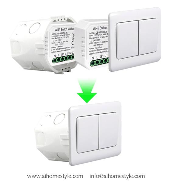 Cheap 2 Gangs Smart Wi-Fi Switch Module for sale
