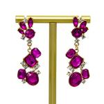 Chunky Stainless Steel Gold Clip On Earrings Ladies Red Opal Earrings