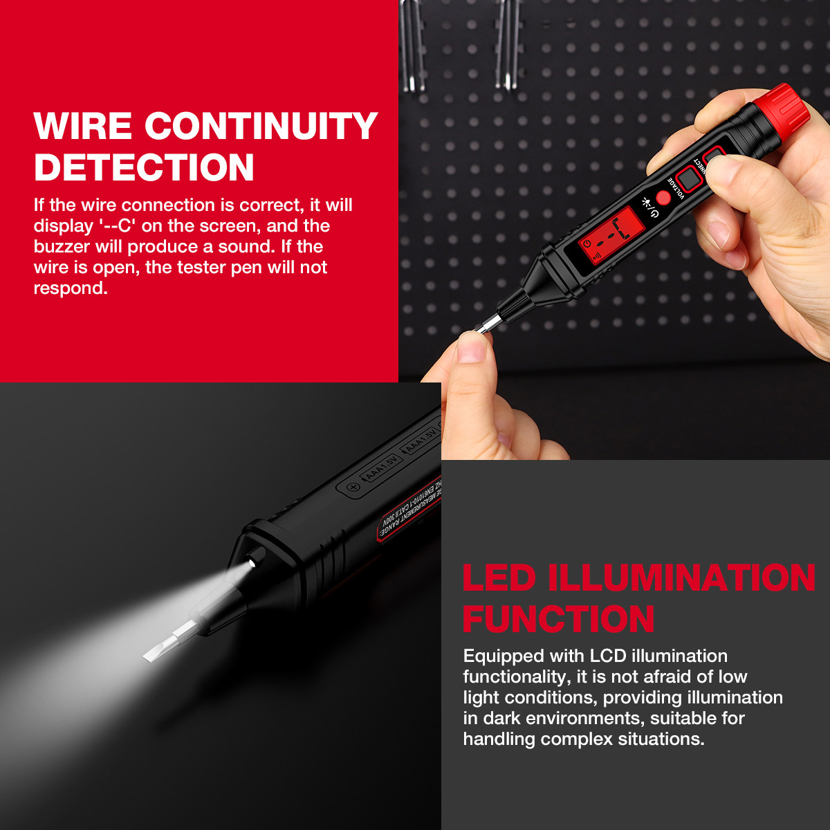 HT92 Electrical Pen Tester Multifunction LCD Digital Display Electroprobe AC/DC Voltage Tester Electroprobe With Light