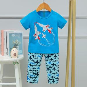 Quality Children Soft Cotton Pj Set Cartoon Rocket Shorts Set Nightwear wholesale