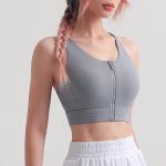 Women Yoga Workout Bra With Front Zipper Cool Feel Fabric Sports Bra