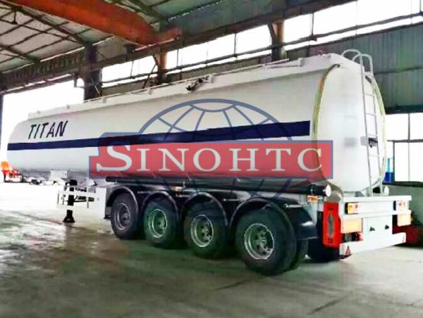 50m3 4 Alxe Fuel Tanker Semi Trailer , Diesel / Petrol Trailer Tank 6 Compartmen
