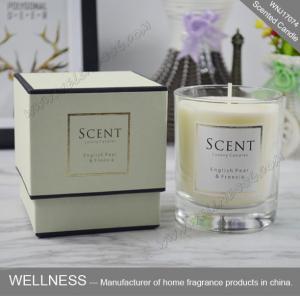 Quality Transparent Glass Jars Scented Soy Candles Pillar Shape With Cotton Wick wholesale