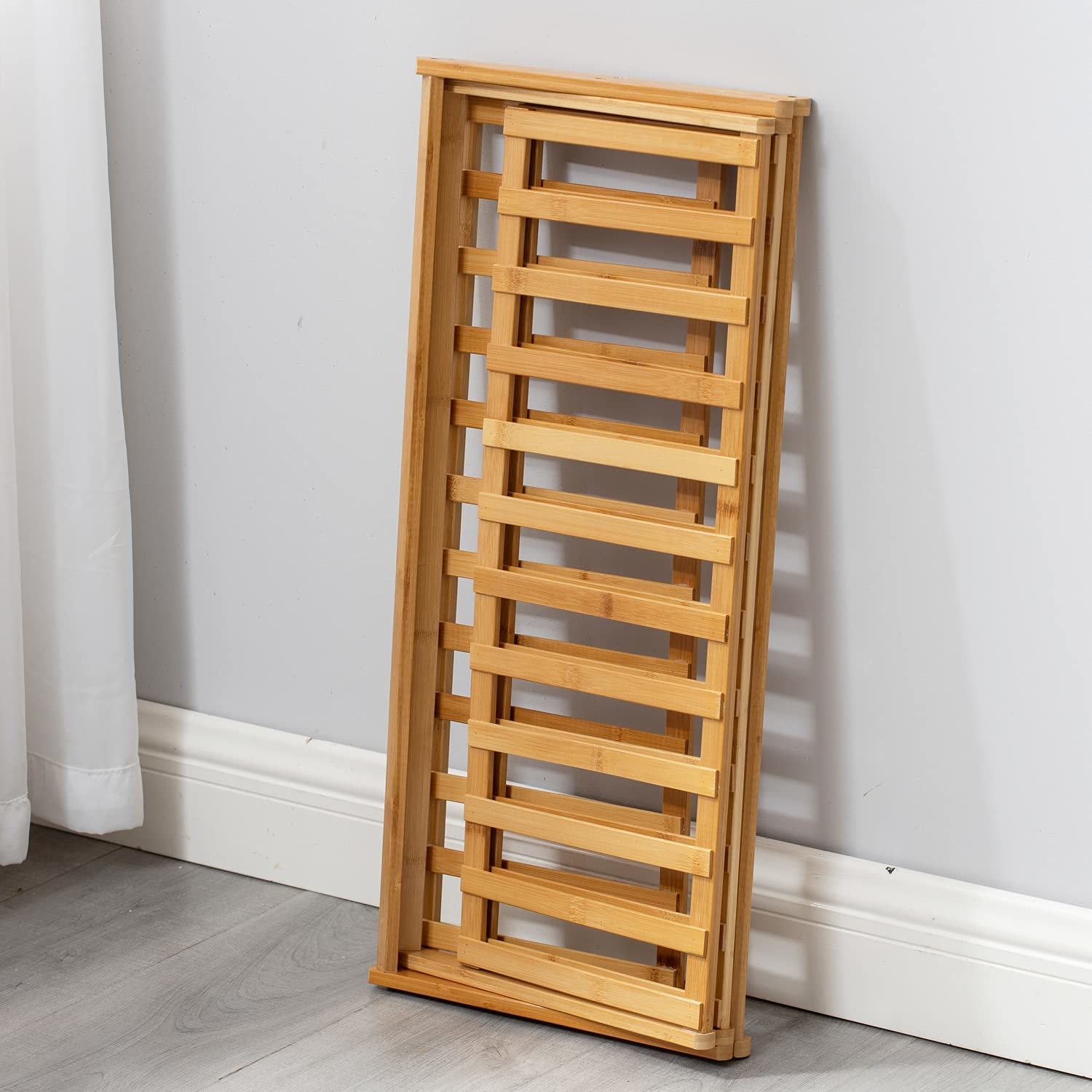 Bamboo Wood Foldable Free Installation 4 Tier Shoe Storage Shelf
