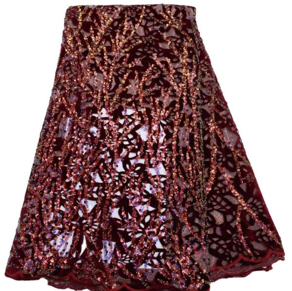 Supoo High quality velvet lace with sequins nigerian dress Senegal/Ghana lace
