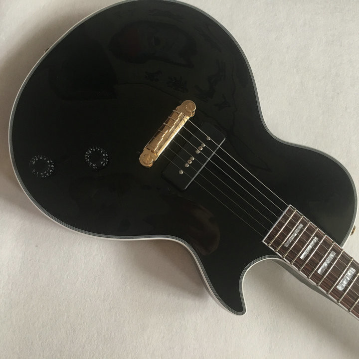 Top quality only one pickup lp custom black beautify Electric Guitar,Custom guitar,Golden hardware