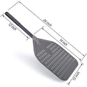 Quality 66cm Aluminum Pizza Shovel 12 Inch Aluminum Pizza Peel Black Hard Perforated wholesale