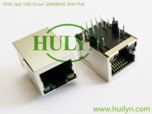 Quality Single Port Tab Up UPOE Rj45 Poe Magjack 1000Base T 90 ° Right Angle L=21.3 wholesale