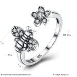 Sterling Silver 925 Adjustable Bee Cute Flower Ring