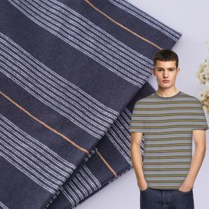 Quality Breathable Pure Cotton And Linen Sweat Absorbent Striped Material Fabric For T - Shirt wholesale