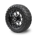 14 Inch Golf Cart Machined/Glossy Black Rims And 22*10-14 DOT Off-road Tires ET