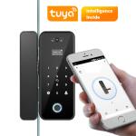 Aluminum ABS Tuya Smart Lock Face Recognition Fingerprint Frameless Glass Door