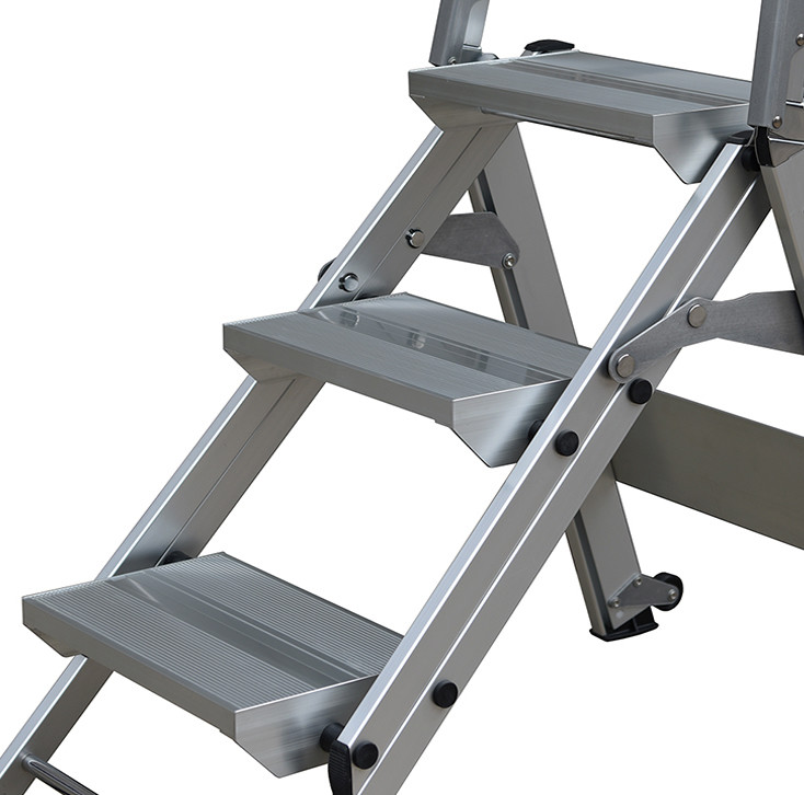 Silver Aluminium Platform Ladder 3 Step Lightweight Aluminium Steps