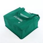 Simple Green Folded Non Woven Carry Bags Custom Logo Advertising Packaging