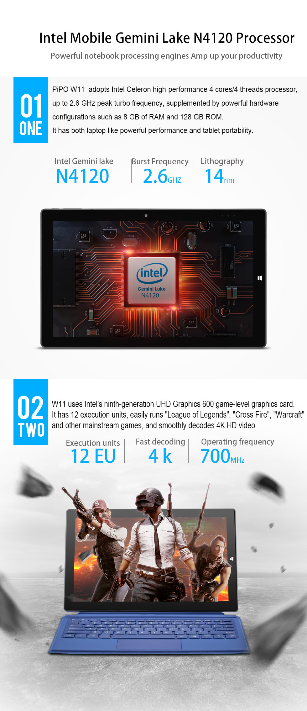 11.6 Inch 2 In 1 Laptop Tablet 8GB RAM 128GB ROM With Adapter 12v 2a