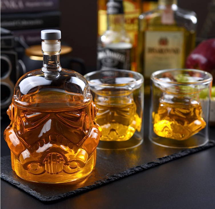 Rubber Stopper Whisky Decanter 750ml Glass Bottle Custom Size