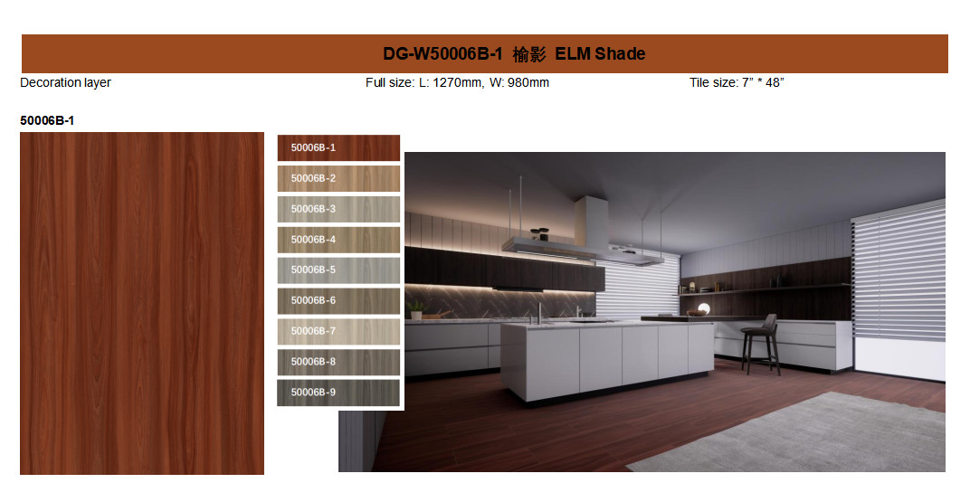 0.5mm SPC Luxury Vinyl Flooring UV Protected ELM Shade Burlywood Wood Grain GKBM DG-W50006B