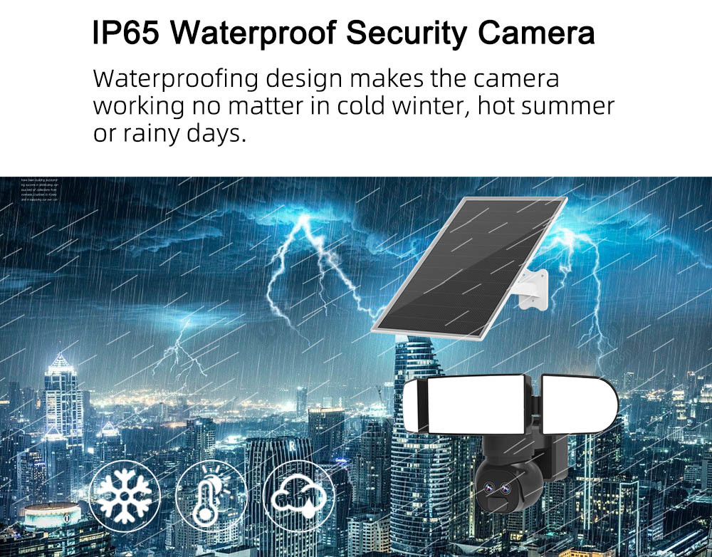 30m IR Solar Dual Linkage Cameras With Built In 90db Siren Alarm 1500 Lumen