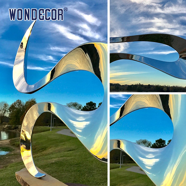 Tri Dimensional Forged Metal Sculpture Customizable Abstract Water Flow