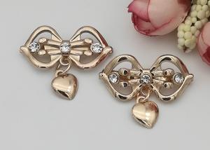 Quality LHZ1004 Zinc Alloy And Rhinestone Shoe Accessories Buckle Replacement Bow Shape wholesale