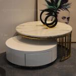 Qiancheng OEM SS Coffee Table 20mm Marble Top With White Drawers