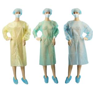 Quality Disposable Medical non woven Polypropylene isolation gown with knitted Cuff for Hospitals wholesale