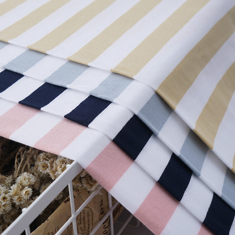 Pure Cotton Breathable Jersey Absorbent Striped Material Fabric For T Shirt