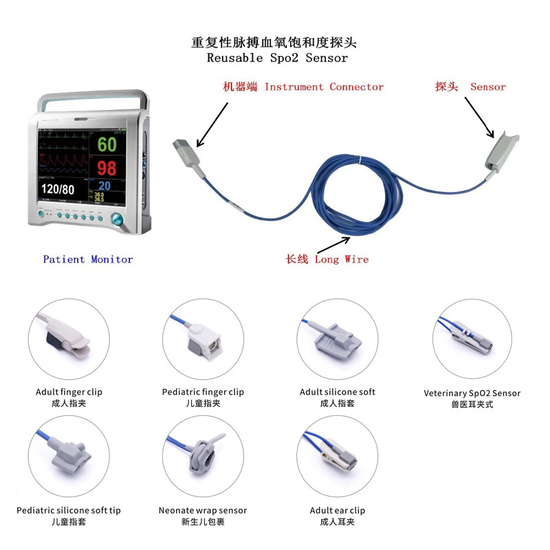 8 Pin Mould OXI Adult Spo2 Sensor For Mindray Benevison N1