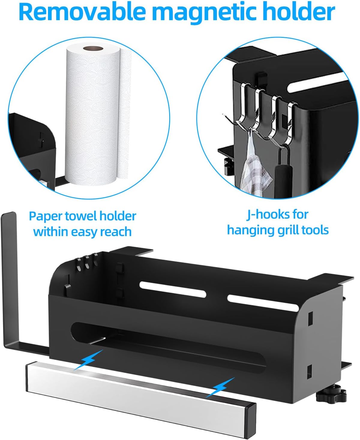 Charcoal Barbecue Grill Accessories Holder with Magnetic Strip Paper Towel Holder
